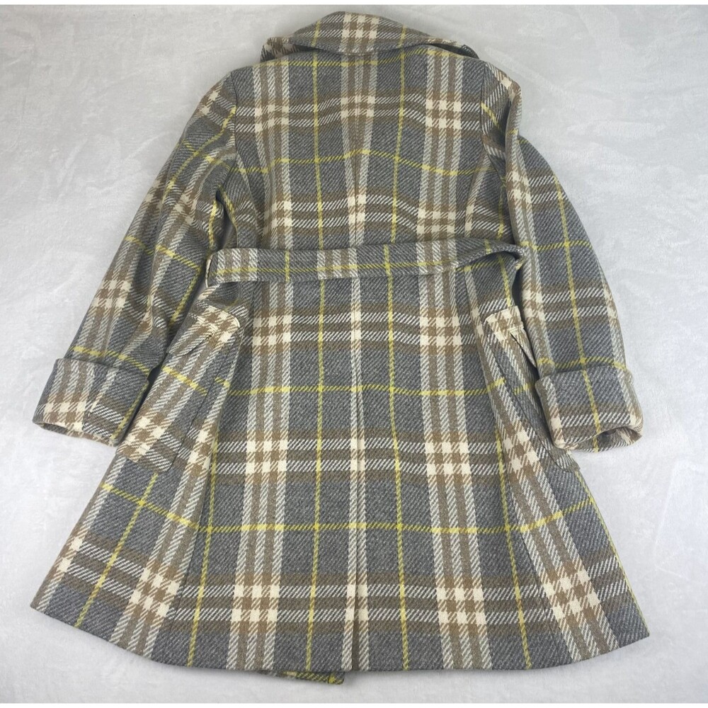 Burberry London Trench Coat Womens 46 Plaid Wool Double Breasted Made in Italy - Picture 3 of 16